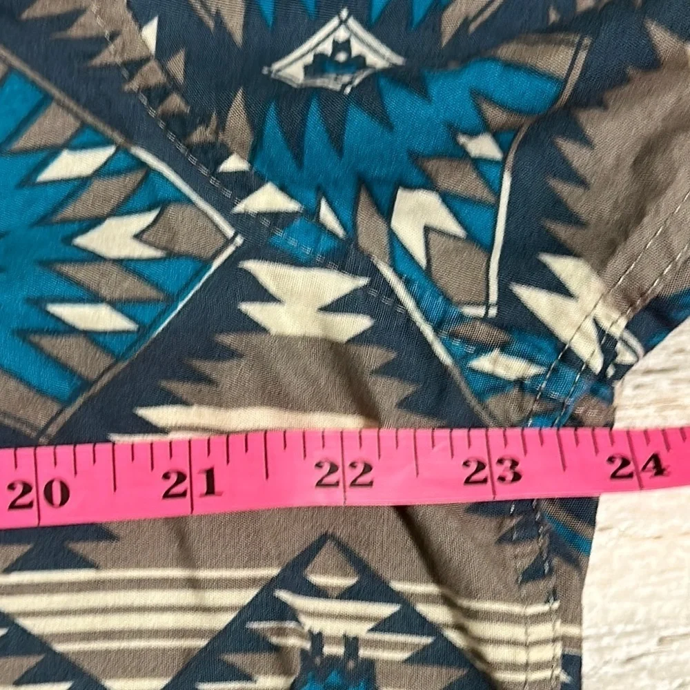 Roper Pearl Snap Short Sleeve Western Shirt Mens XL Blue Brown Aztec Print